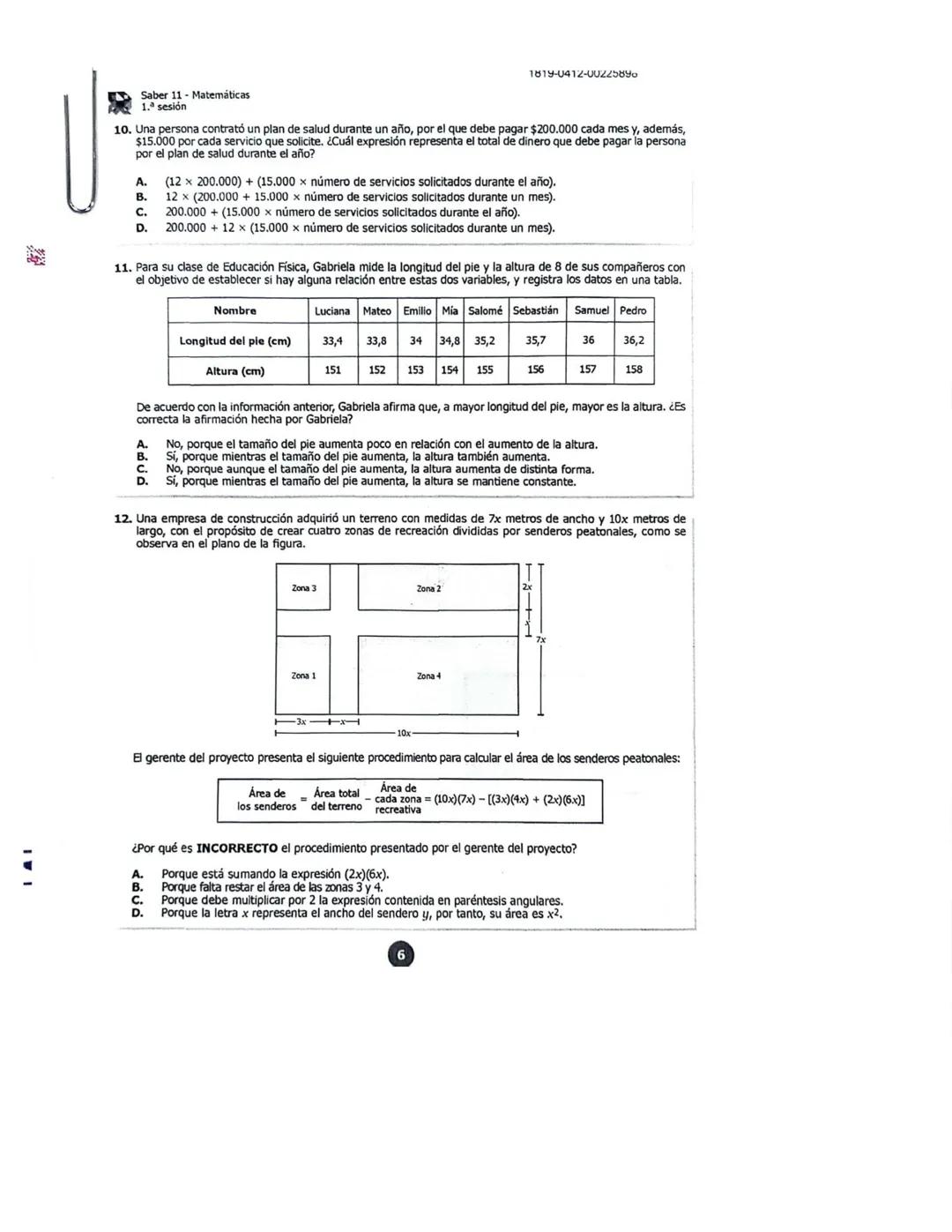 U
icfes***
MATEMÁTICAS
1. La figura muestra el triángulo rectángulo EFG.
¿Cuál segmento representa la hipotenusa del triángulo rectángulo E