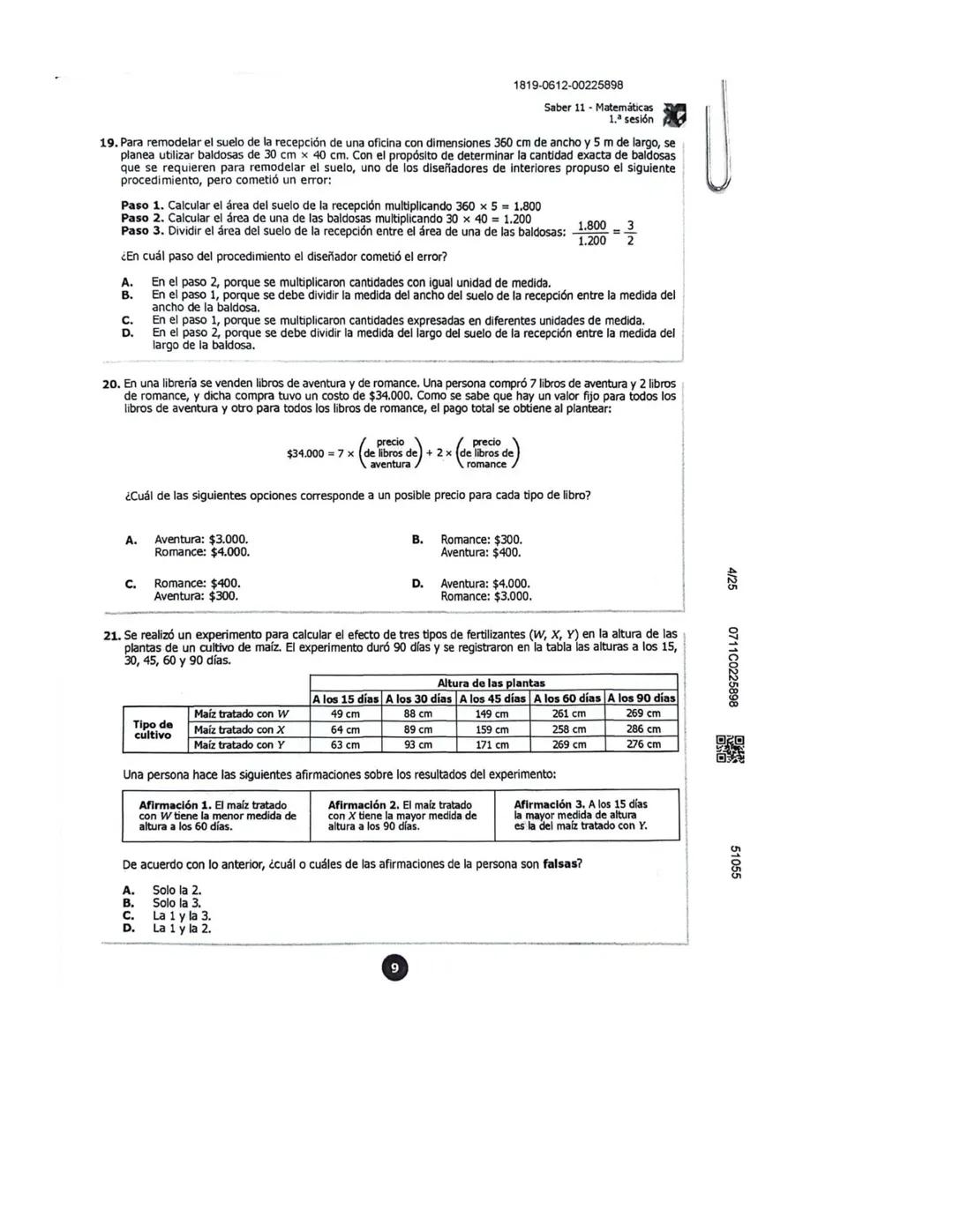 U
icfes***
MATEMÁTICAS
1. La figura muestra el triángulo rectángulo EFG.
¿Cuál segmento representa la hipotenusa del triángulo rectángulo E