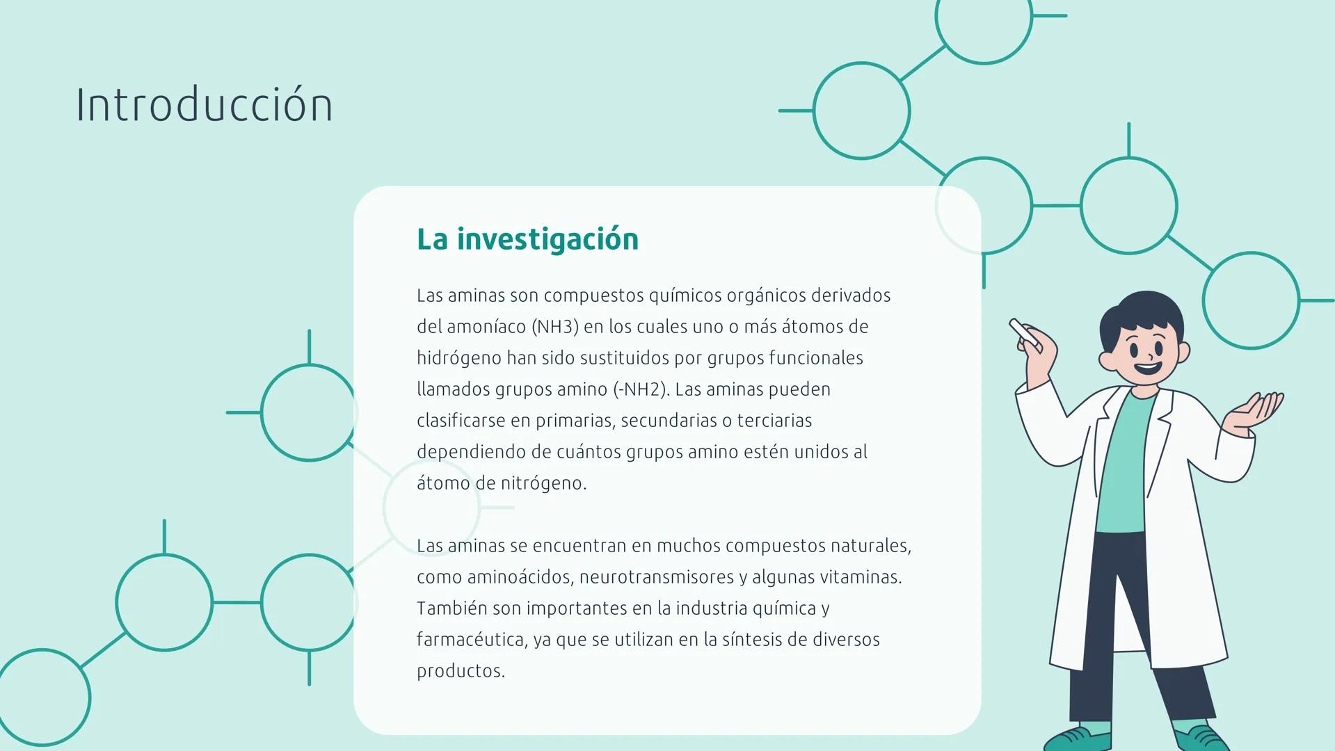# QUÍMICA
LAS AMINAS
ELKIN STIVEN VALENCIA RIVAS # Índice
01 Introducción.
02 Características
03 Estructura
04 Donde lo encuentras
05