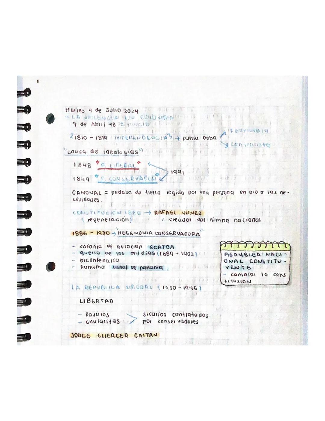 Martes 9 de Julio 2024
LA NIOLENCIA EN COOWON
9 de Abril 4810
21810-1819 1NDEPENDENCIAS patria bobaq
"causa de ideologias
1848 P. LIGERAL
19