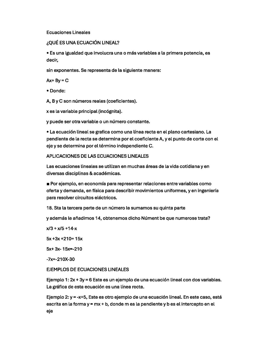 Ecuaciones lineales