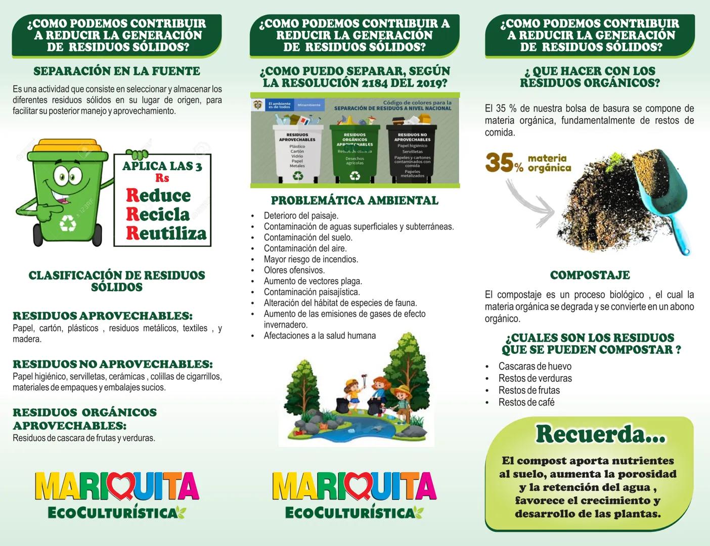 ¿COMO PODEMOS CONTRIBUIR A
REDUCIR LA GENERACIÓN
DE RESIDUOS SÓLIDOS?
BENEFICIOS DE SEPARAR
NUESTROS RESIDUOS
Disminución del impacto sobre