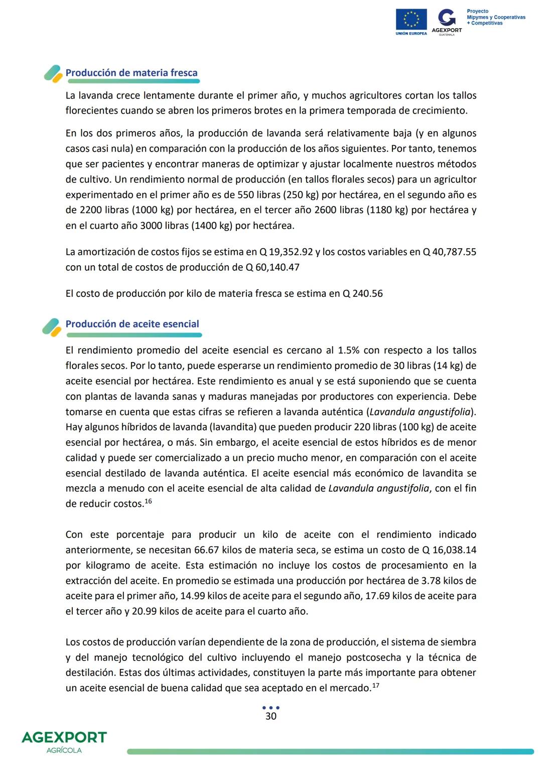 G
AGEXPORT
Proyecto
Mipymes y Cooperativas
+ Competitivas
UNIÓN EUROPEA
GUATEMALA
Lavanda, Lavandula angustifolia
AGEXPORT
AGRÍCOLA CONTENID