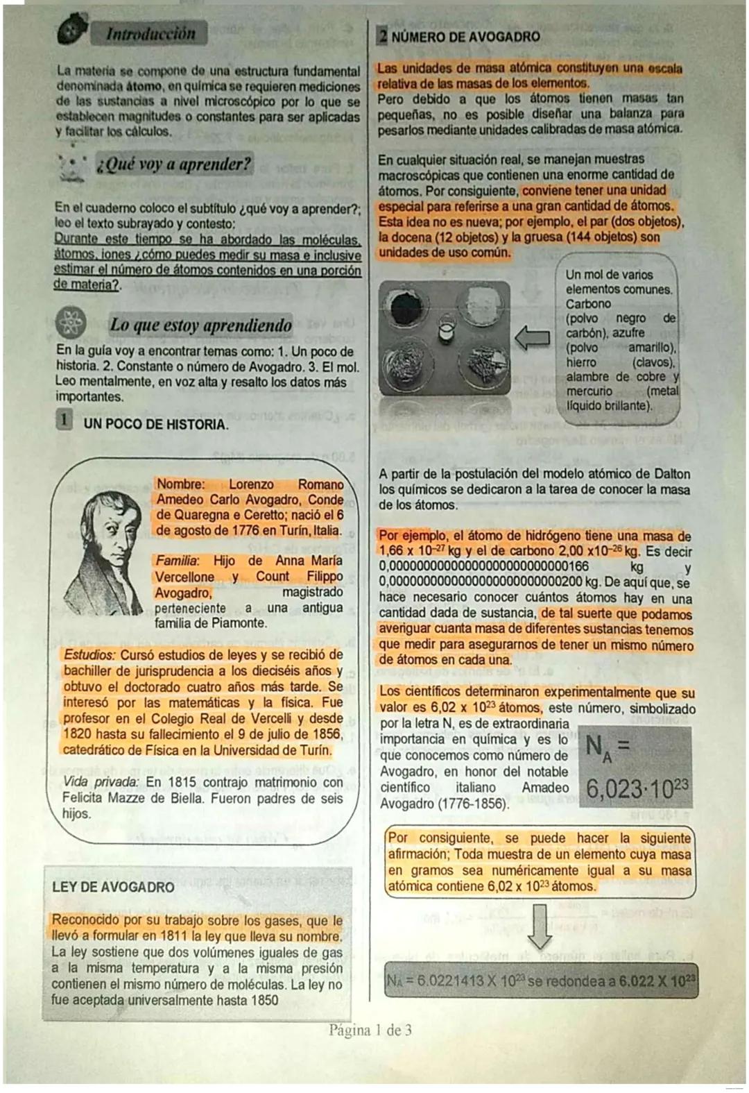 GUIA DE APRENDIZAJE AUTÓNOMO
N°5
Propiedades Atomicas
NUMERO DE AVOGADRO
Y calculos de mol
Norma # ¿Qué voy a aprender?
• ¿Cómo puedes medi