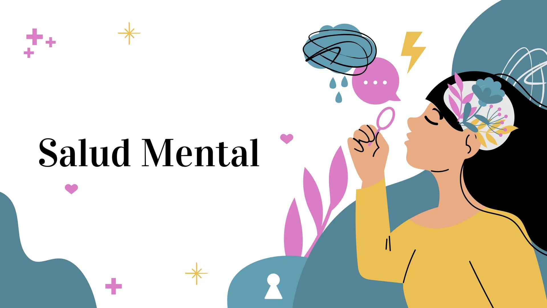 Salud Mental
+
必
5 Definición
La salud mental es un estado de bienestar en el
que el individuo es consciente de sus
capacidades, puede hacer