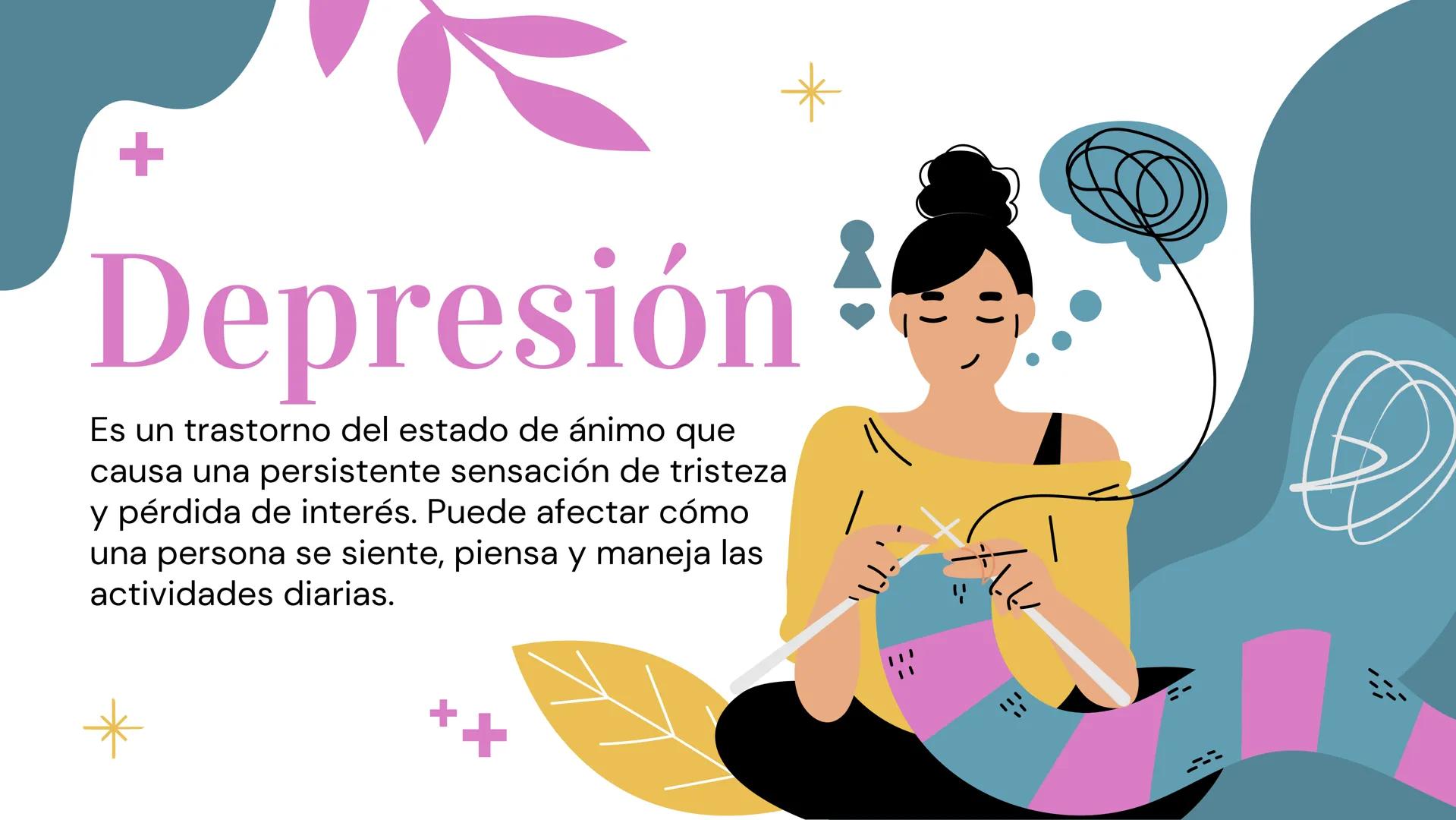 Salud Mental
+
必
5 Definición
La salud mental es un estado de bienestar en el
que el individuo es consciente de sus
capacidades, puede hacer