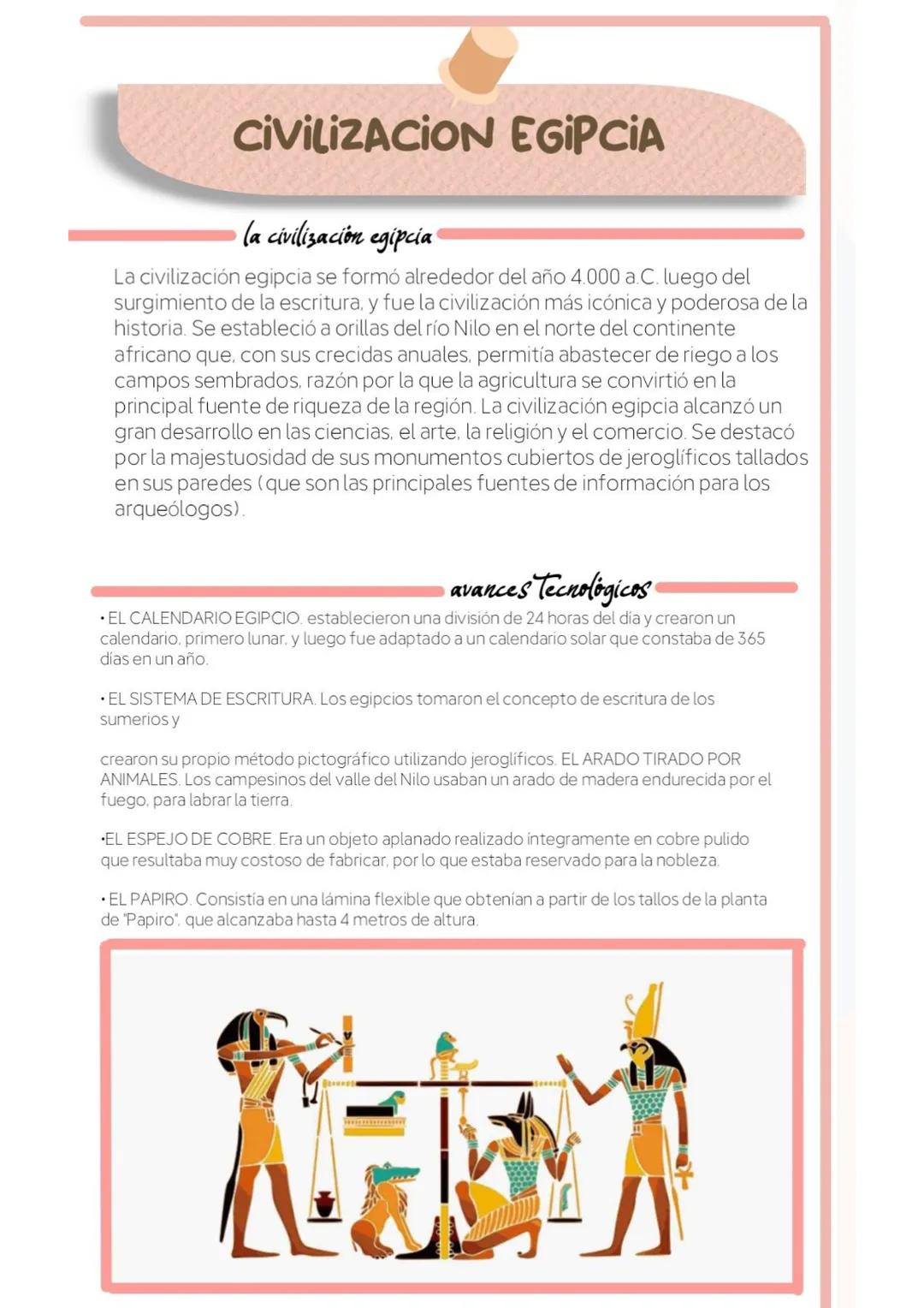 # CIVILIZACION EGIPCIA
la civilización egipcia
La civilización egipcia se formó alrededor del año 4.000 a. C. luego del
surgimiento de la