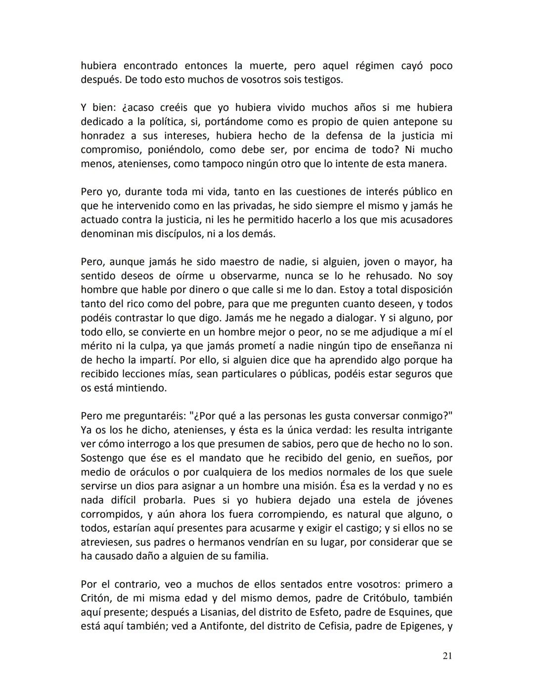 # PLATÓN
APOLOGÍA
DE
SÓCRATES
1 # PRIMERA PARTE
Defensa de Sócrates
¡Ciudadanos atenienses! Ignoro qué impresión habrán despertado en vos