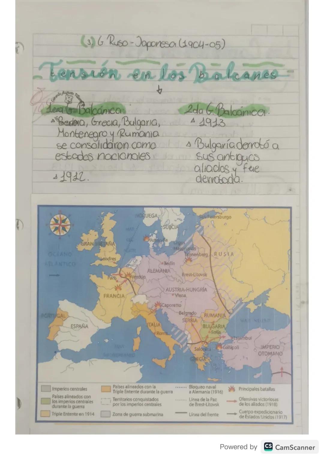 17 07 24
# la primera querra mundial
* Las rivalidades entre las potencias europeas propiciaron
* la multiplicación de alianzas defensi