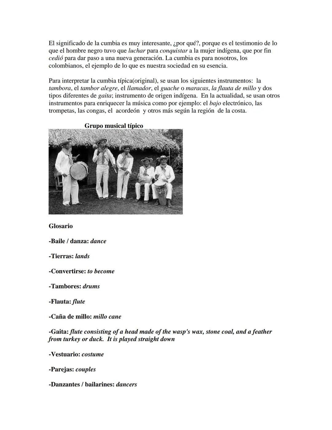 # La cumbia colombiana
Por
Arquímedes Arias
(Prof. Ayudante de Español))
Ay, al sonar de tambores,
esa negra se amaña,
y al sonar de l