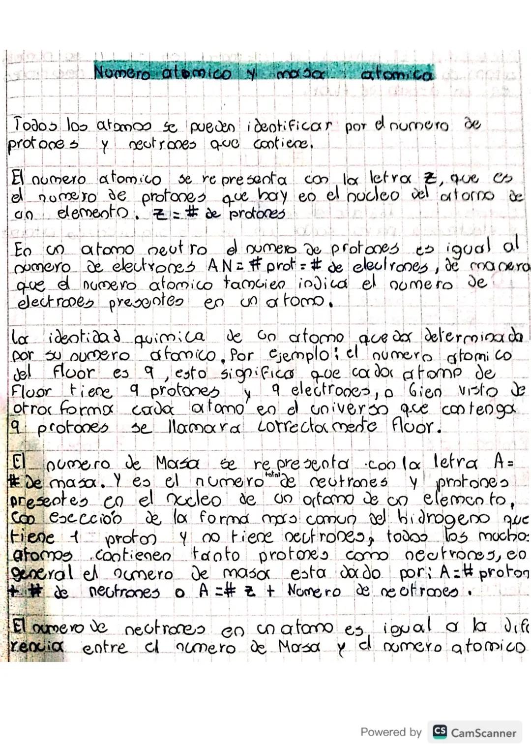 # Nomero atomico y masa atomica
Todos los atamos se pueden identificar por el numero de
protones y neutrones que contiene.
El numero atomi