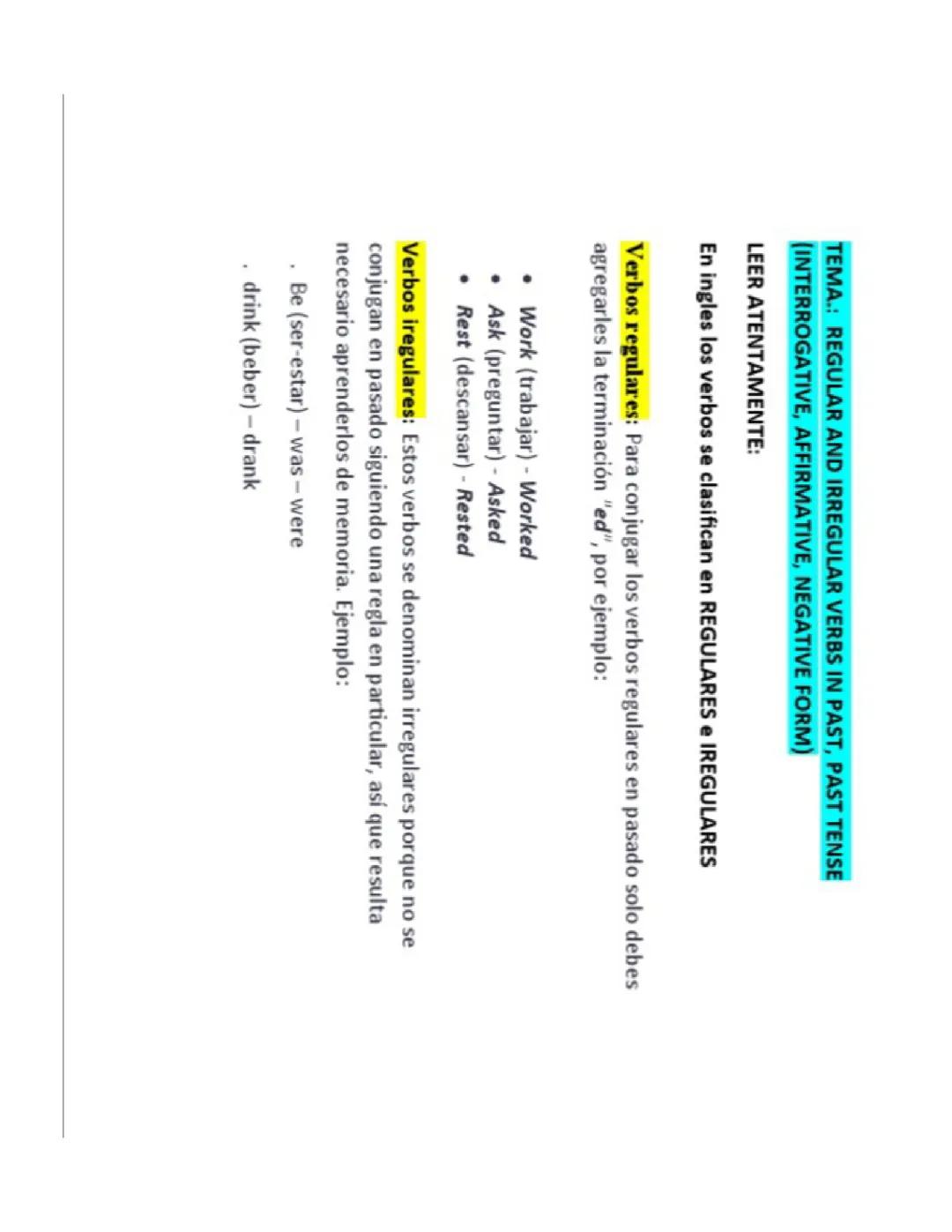 Tema y ejercicio de v. Regular y irregular