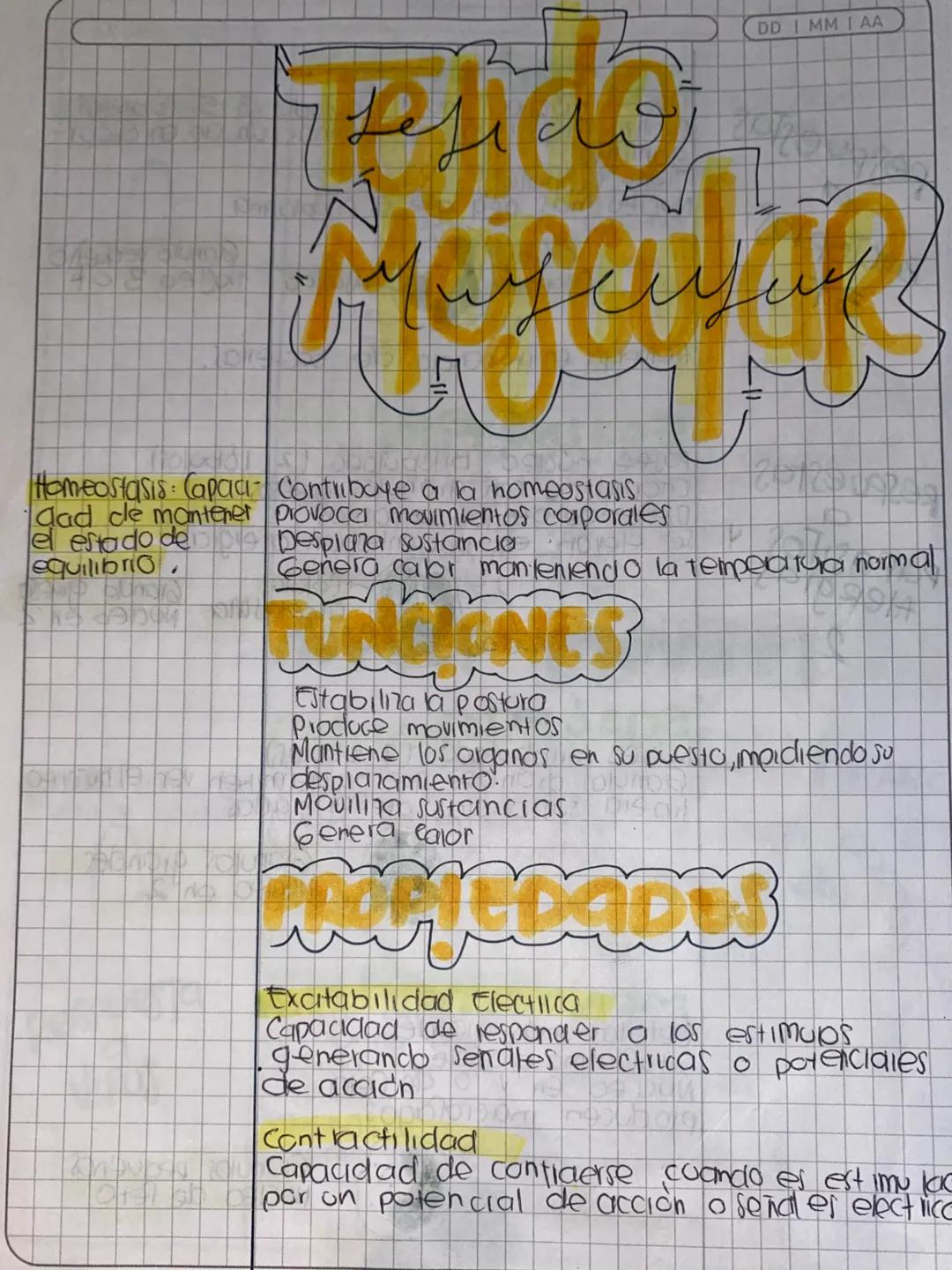 Tejido
DD IMMI AA
Homeostasis: Capaa- Contribuye a la homeostasis
dad de mantener provoca movimientos corporales
el estado de Desplaza susta
