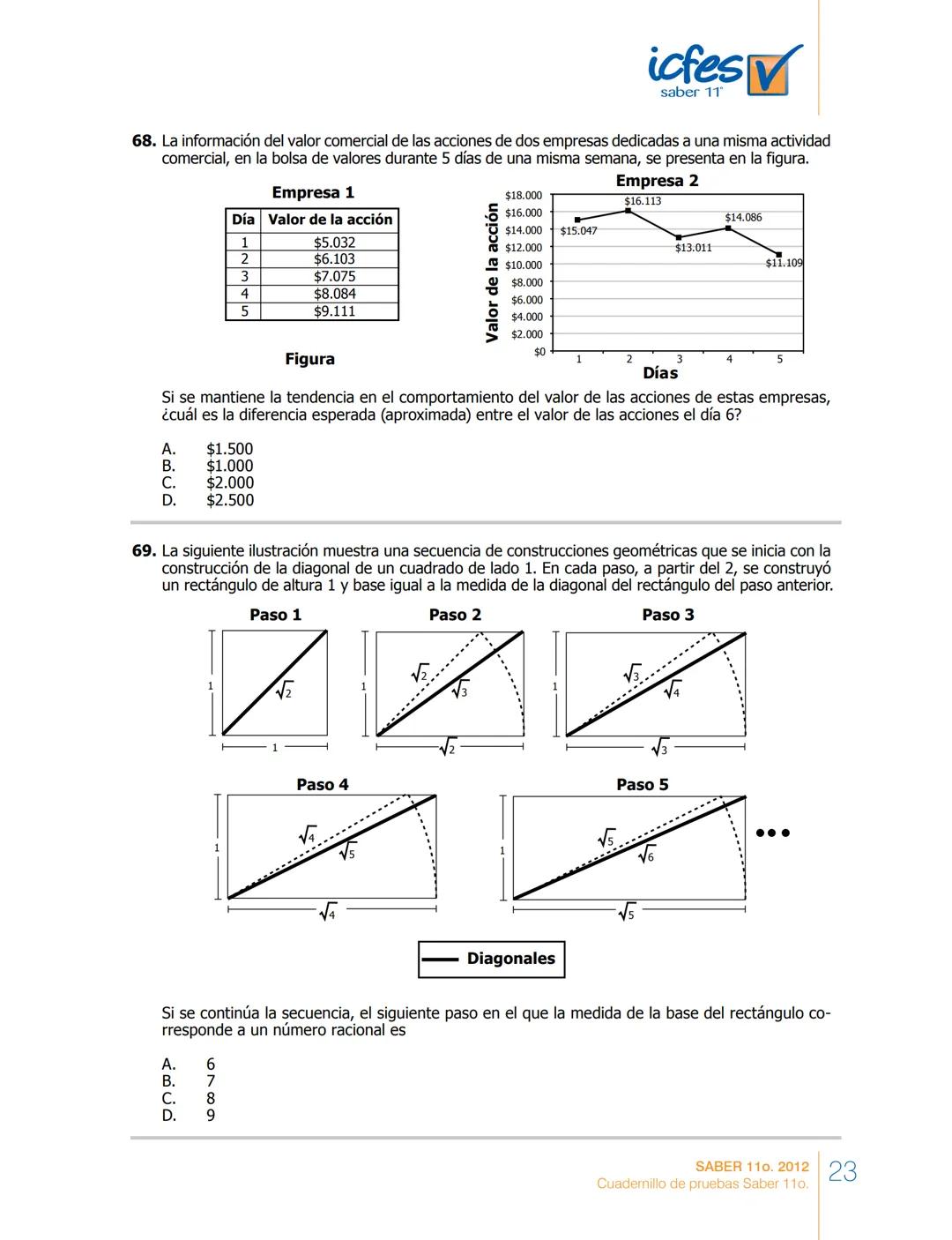 saber 11°
icfes V
☑
CUADERNILLO
DE PREGUNTAS
SABER 110. 2012
Cuadernillo de pruebas Saber 110.
Ministerio de
Educación Nacional
República de
