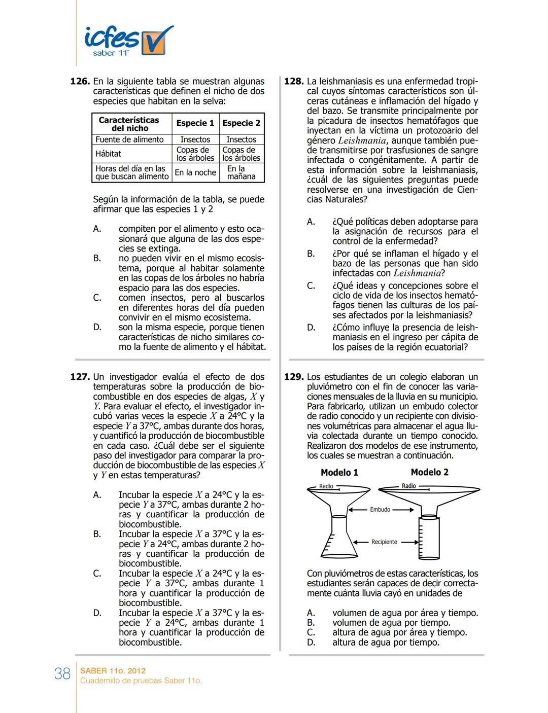saber 11°
icfes V
☑
CUADERNILLO
DE PREGUNTAS
SABER 110. 2012
Cuadernillo de pruebas Saber 110.
Ministerio de
Educación Nacional
República de