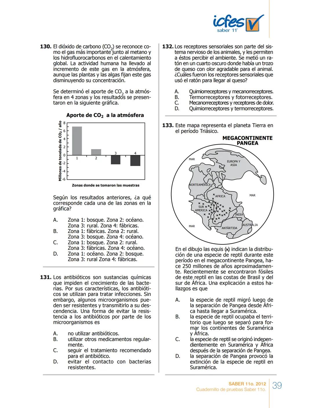 saber 11°
icfes V
☑
CUADERNILLO
DE PREGUNTAS
SABER 110. 2012
Cuadernillo de pruebas Saber 110.
Ministerio de
Educación Nacional
República de