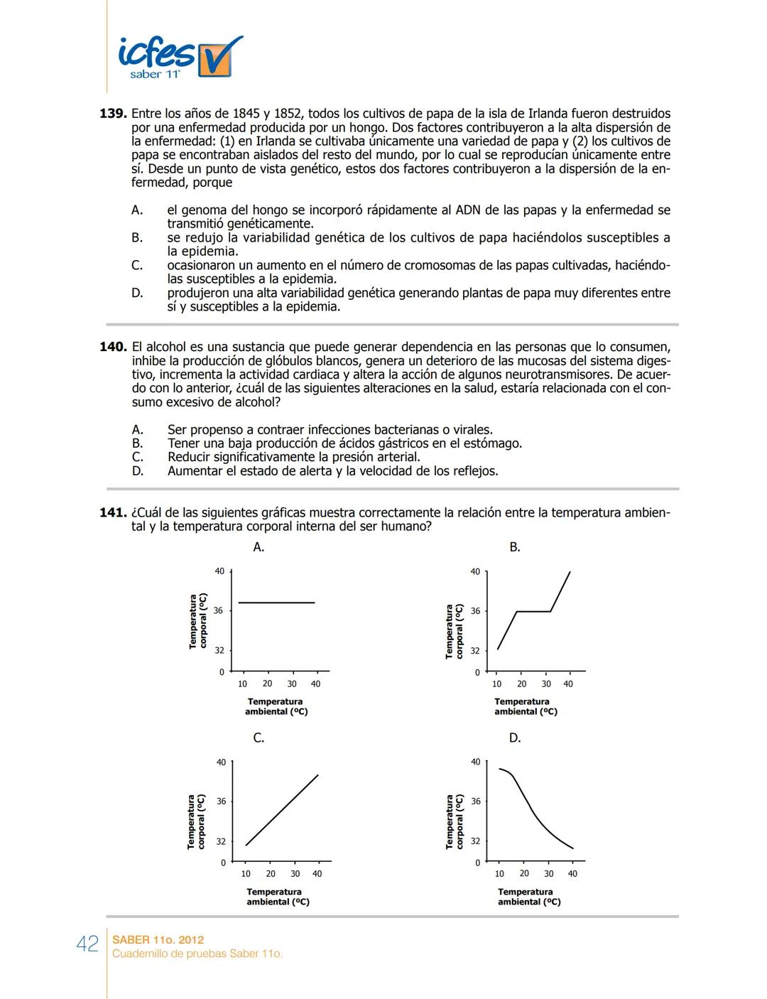 saber 11°
icfes V
☑
CUADERNILLO
DE PREGUNTAS
SABER 110. 2012
Cuadernillo de pruebas Saber 110.
Ministerio de
Educación Nacional
República de