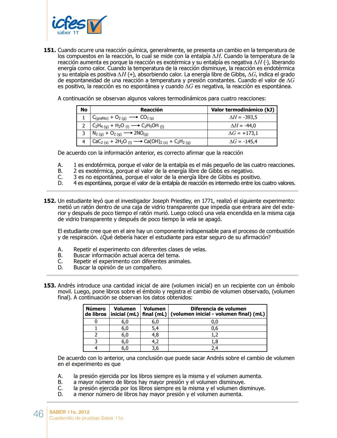 saber 11°
icfes V
☑
CUADERNILLO
DE PREGUNTAS
SABER 110. 2012
Cuadernillo de pruebas Saber 110.
Ministerio de
Educación Nacional
República de