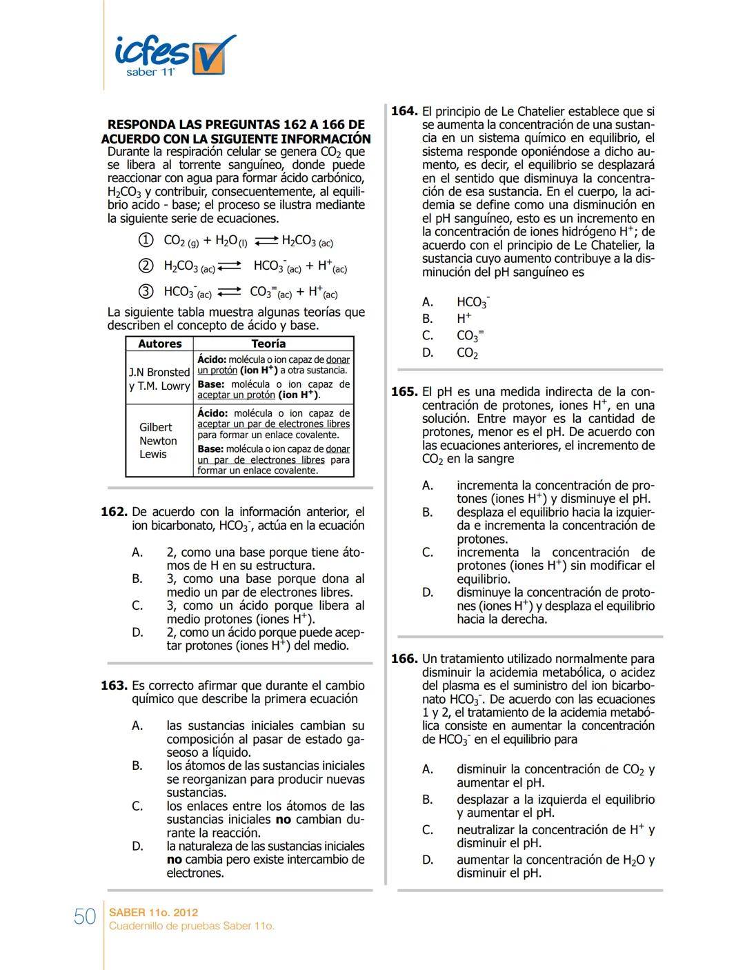 saber 11°
icfes V
☑
CUADERNILLO
DE PREGUNTAS
SABER 110. 2012
Cuadernillo de pruebas Saber 110.
Ministerio de
Educación Nacional
República de