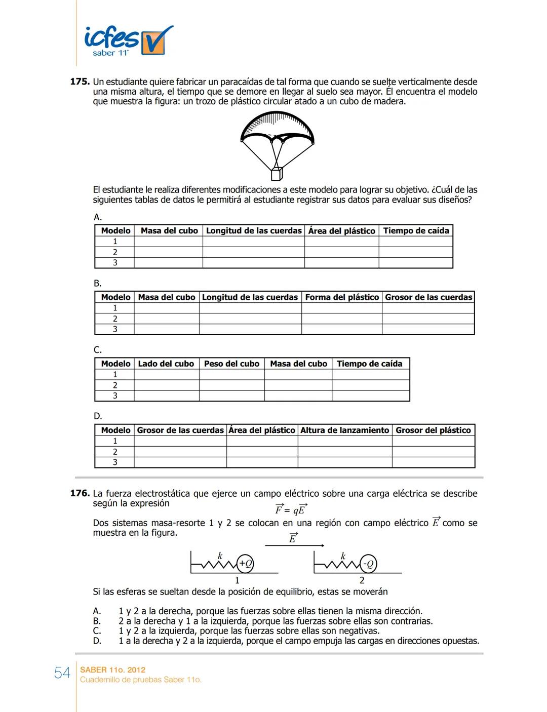 saber 11°
icfes V
☑
CUADERNILLO
DE PREGUNTAS
SABER 110. 2012
Cuadernillo de pruebas Saber 110.
Ministerio de
Educación Nacional
República de