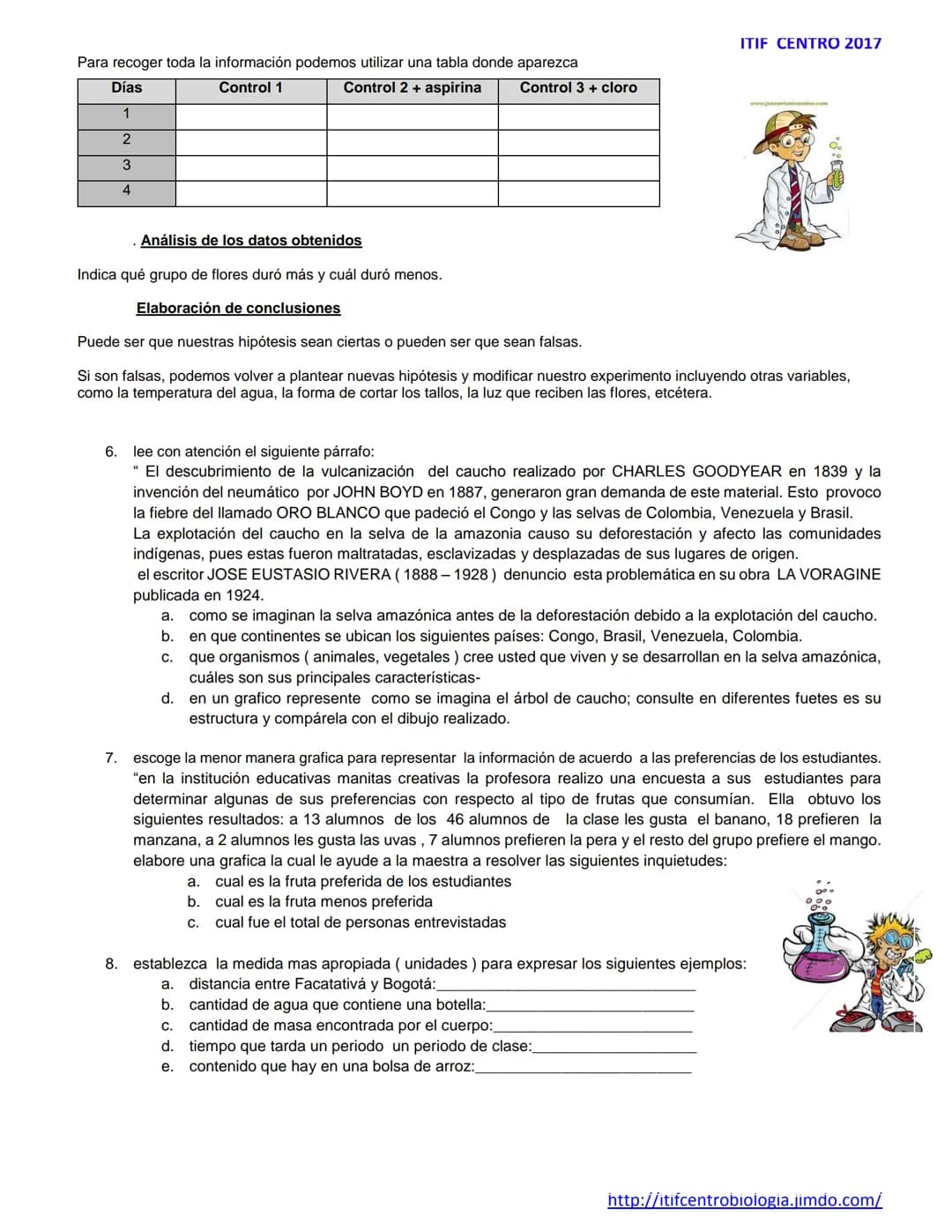 ITIF CENTRO 2017
INSTITUCIÓN EDUCATIVA MUNICIPAL TÉCNICO INDUSTRIAL DE FACATATIVÁ
AREA DE CIENCIAS NATURALES/BIOLOGIA 2017
TALLER 1 DE METOD
