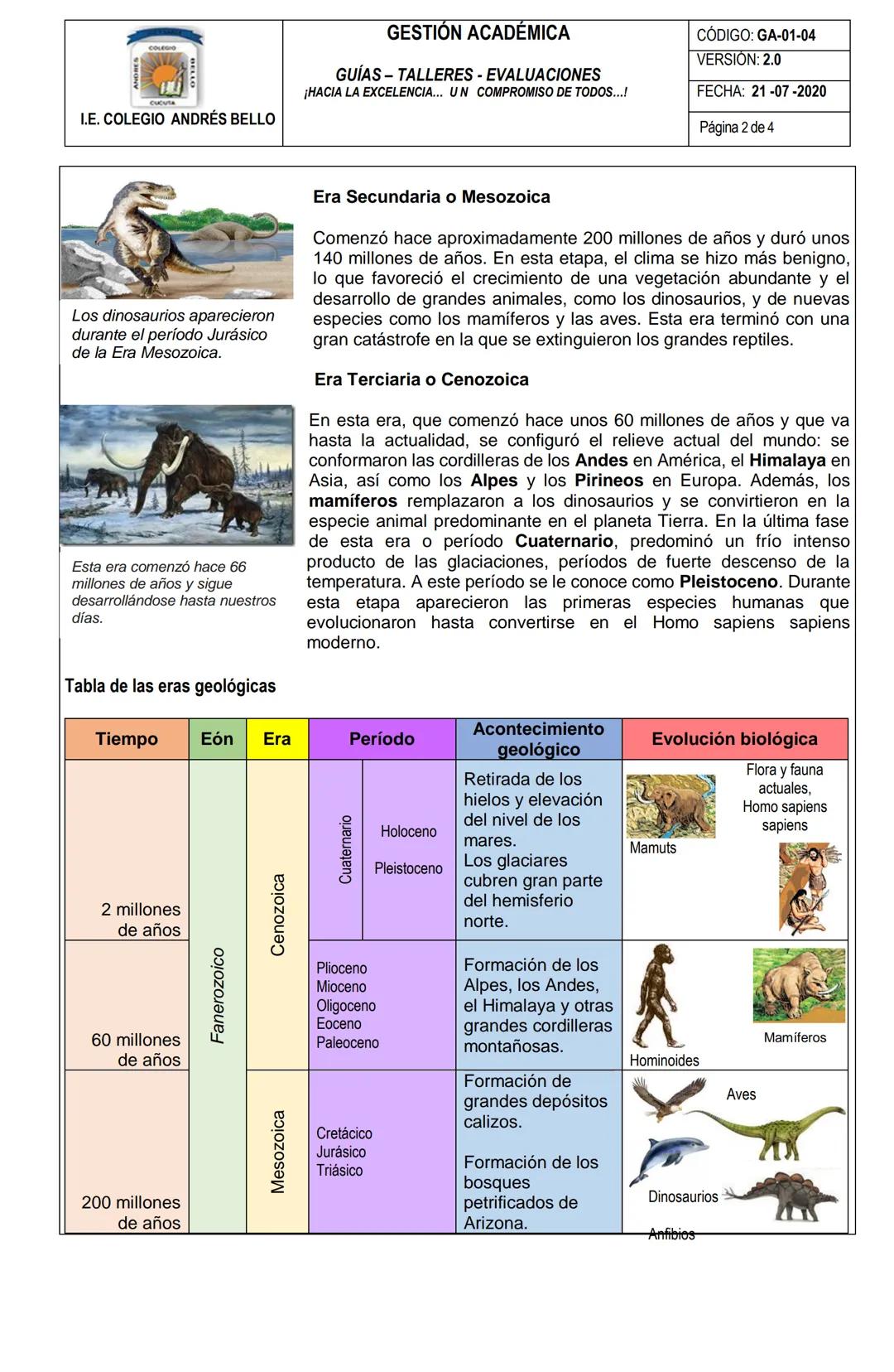 CUCUTA
I.E. COLEGIO ANDRÉS BELLO
GESTIÓN ACADÉMICA
GUÍAS TALLERES - EVALUACIONES
¡HACIA LA EXCELENCIA... UN COMPROMISO DE TODOS...!
CÓDIGO:
