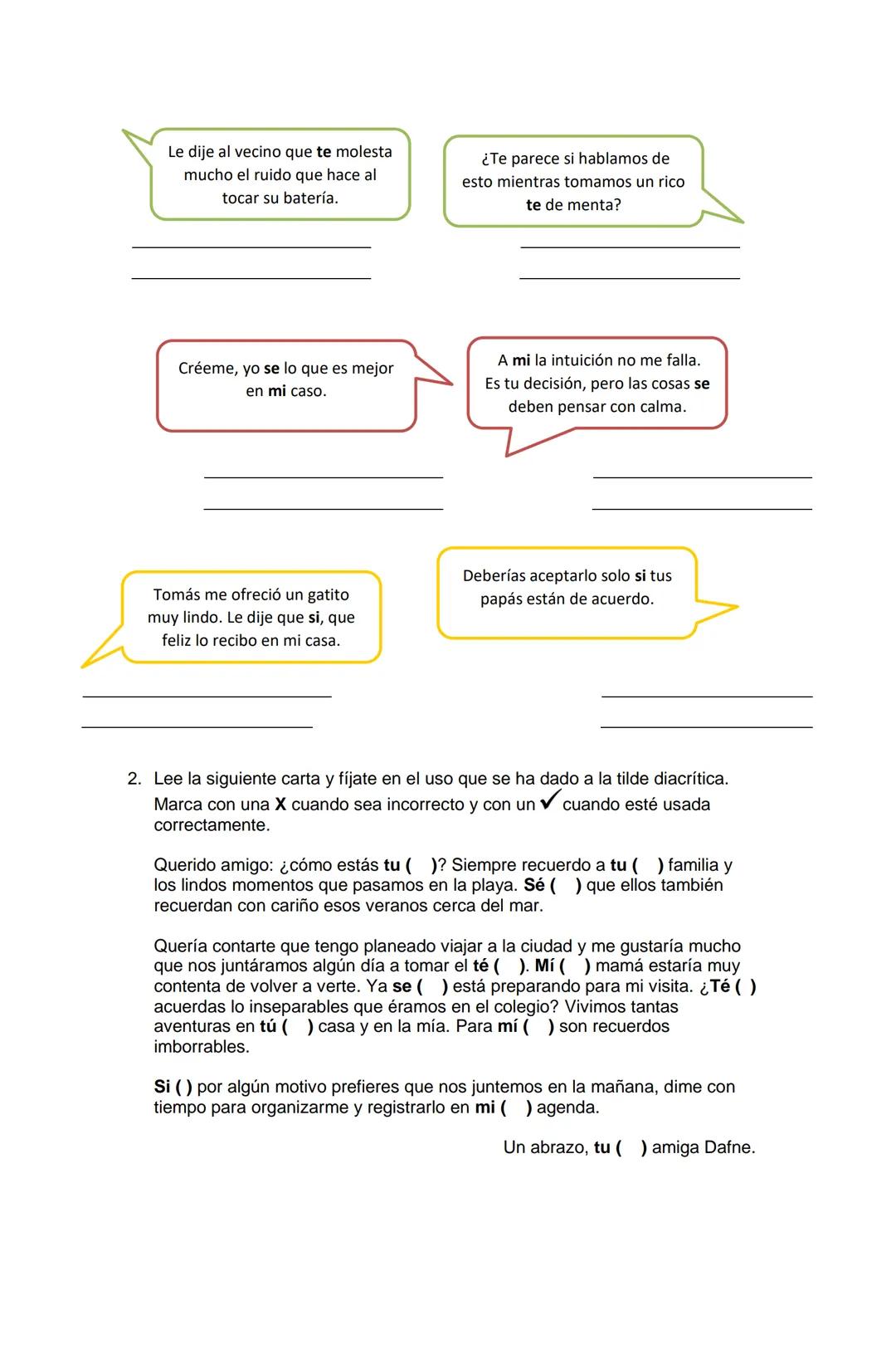 Colegio San Jorge
Departamento de Lenguaje y Comunicación
Profesora Andrea Cruz Ibáñez
Guía acentuación diacrítica N° 2
La tilde diacrítica