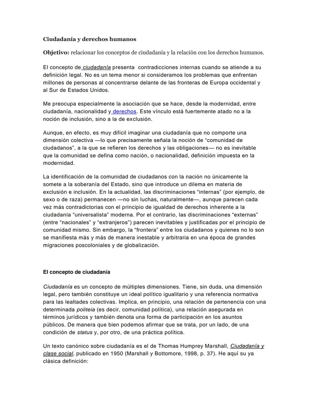 # Ciudadanía y derechos humanos
Objetivo: relacionar los conceptos de ciudadanía y la relación con los derechos humanos.
El concepto de ci