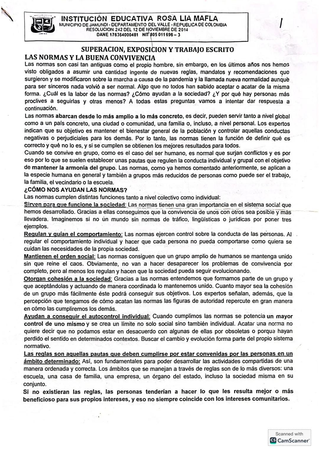 Las normas y la buena convivencia