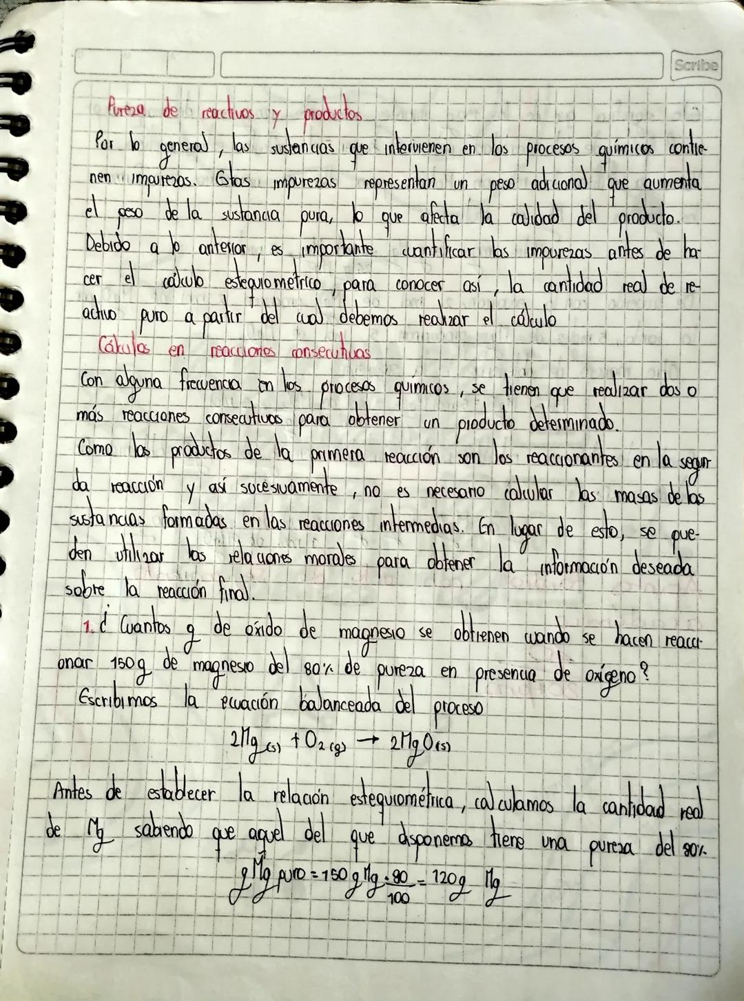 Scribe
23 03
2023
Rendimiento
Rendimiento y pureza en las
6 la cantidad de producto que
reacciones quimico
se puede tener al completar una