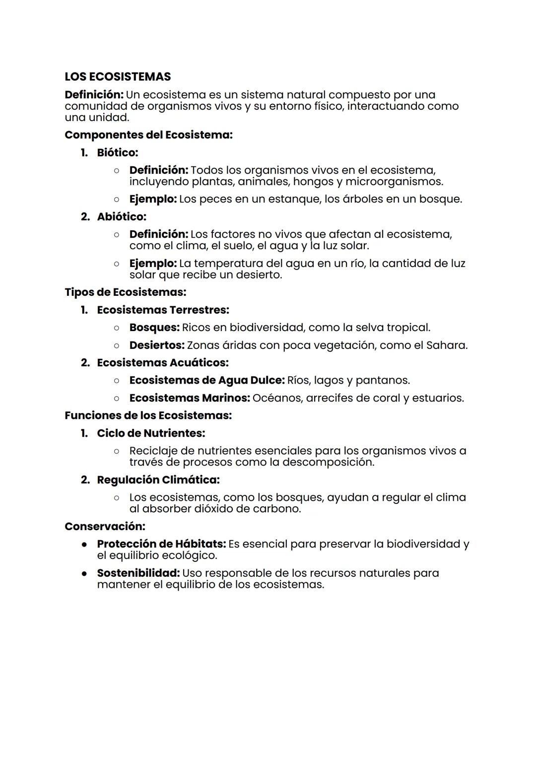 LOS ECOSISTEMAS
Definición: Un ecosistema es un sistema natural compuesto por una
comunidad de organismos vivos y su entorno físico, interac