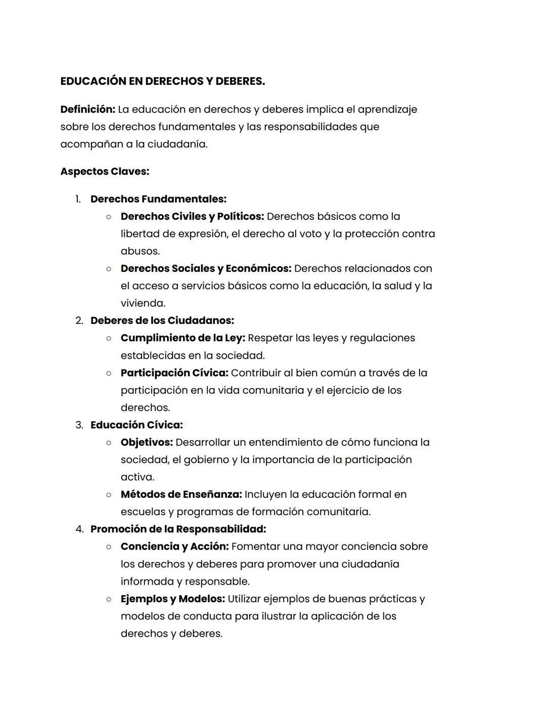 # EDUCACIÓN EN DERECHOS Y DEBERES.
Definición: La educación en derechos y deberes implica el aprendizaje
sobre los derechos fundamentales y