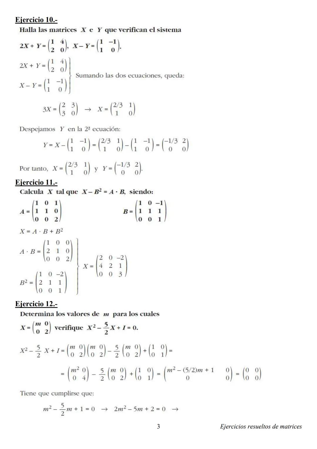 # EJERCICIOS DE MATRICES
Ejercicio 1.-
Dadas las matrices $A = \begin{pmatrix} 7 & -2 \\ 3 & 1 \end{pmatrix}$ y $B = \begin{pmatrix} -3 &