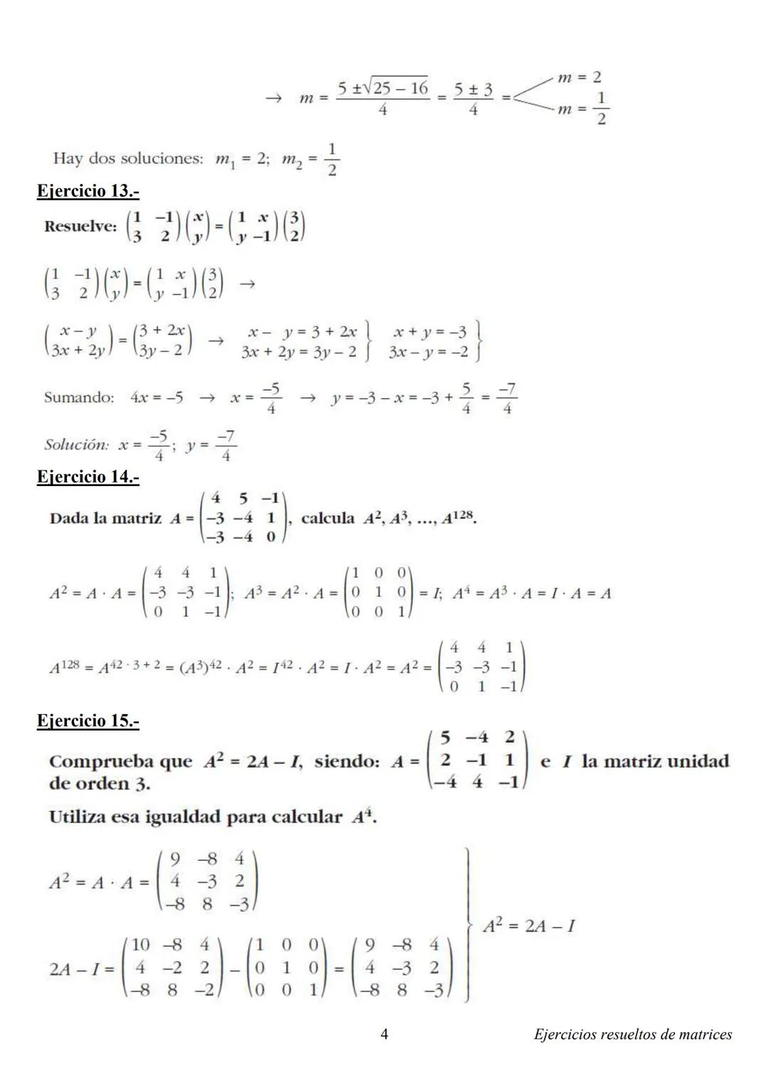 # EJERCICIOS DE MATRICES
Ejercicio 1.-
Dadas las matrices $A = \begin{pmatrix} 7 & -2 \\ 3 & 1 \end{pmatrix}$ y $B = \begin{pmatrix} -3 &