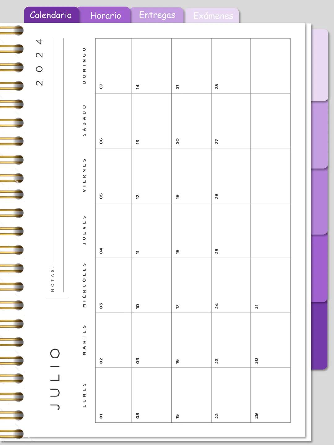 Calendario
Horario Entregas Exámenes
Ojo: Este
cuaderno digital
es totalmente
GRATIS, no
olvides de
seguirme en mi
instagram
ale.digitaal
W