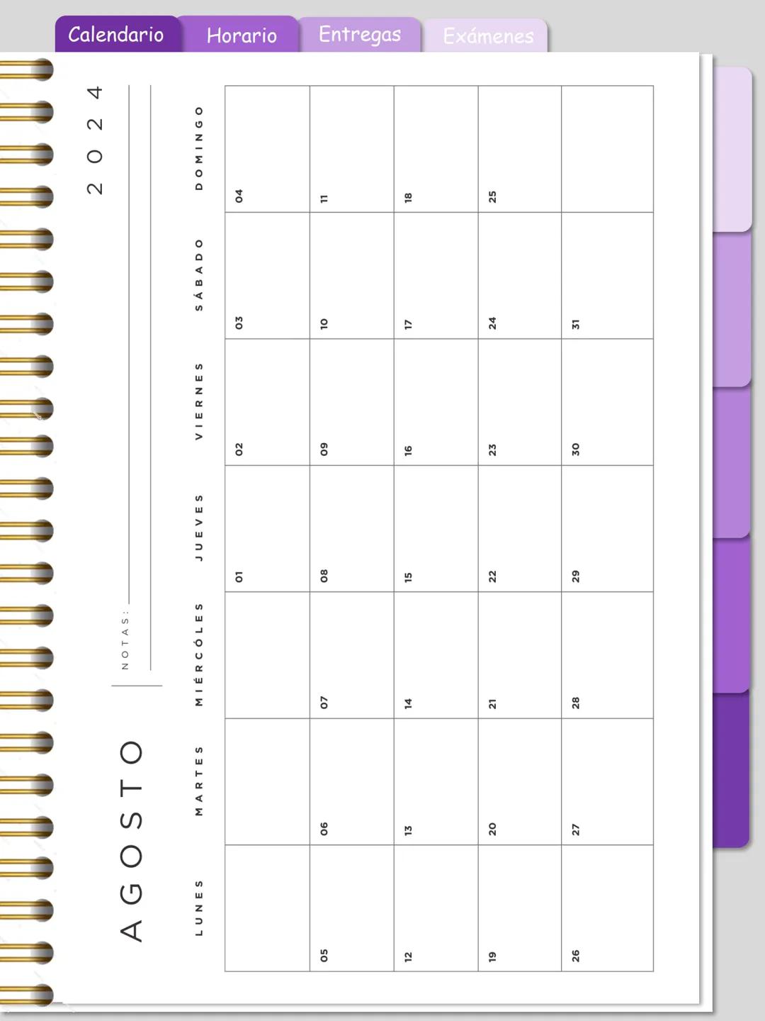 Calendario
Horario Entregas Exámenes
Ojo: Este
cuaderno digital
es totalmente
GRATIS, no
olvides de
seguirme en mi
instagram
ale.digitaal
W