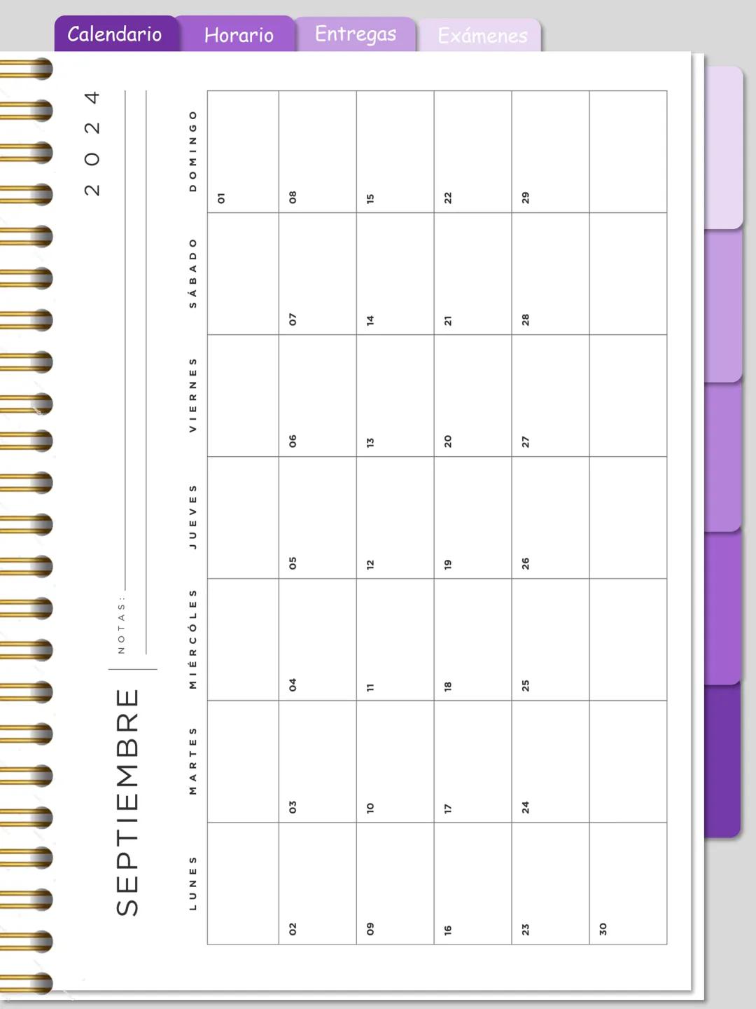 Calendario
Horario Entregas Exámenes
Ojo: Este
cuaderno digital
es totalmente
GRATIS, no
olvides de
seguirme en mi
instagram
ale.digitaal
W