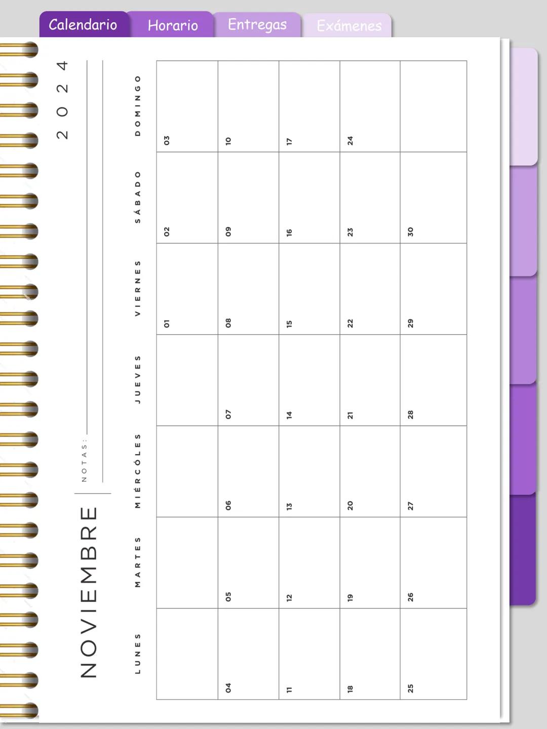 Calendario
Horario Entregas Exámenes
Ojo: Este
cuaderno digital
es totalmente
GRATIS, no
olvides de
seguirme en mi
instagram
ale.digitaal
W