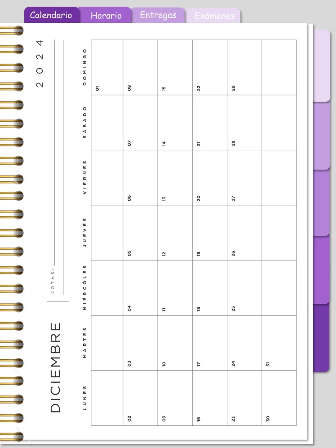 Calendario
Horario Entregas Exámenes
Ojo: Este
cuaderno digital
es totalmente
GRATIS, no
olvides de
seguirme en mi
instagram
ale.digitaal
W