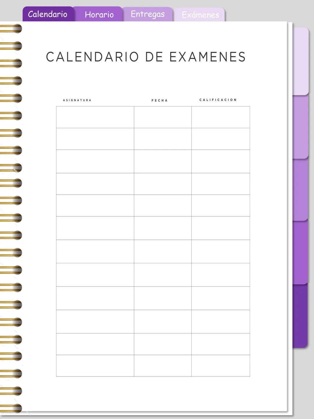 Calendario
Horario Entregas Exámenes
Ojo: Este
cuaderno digital
es totalmente
GRATIS, no
olvides de
seguirme en mi
instagram
ale.digitaal
W