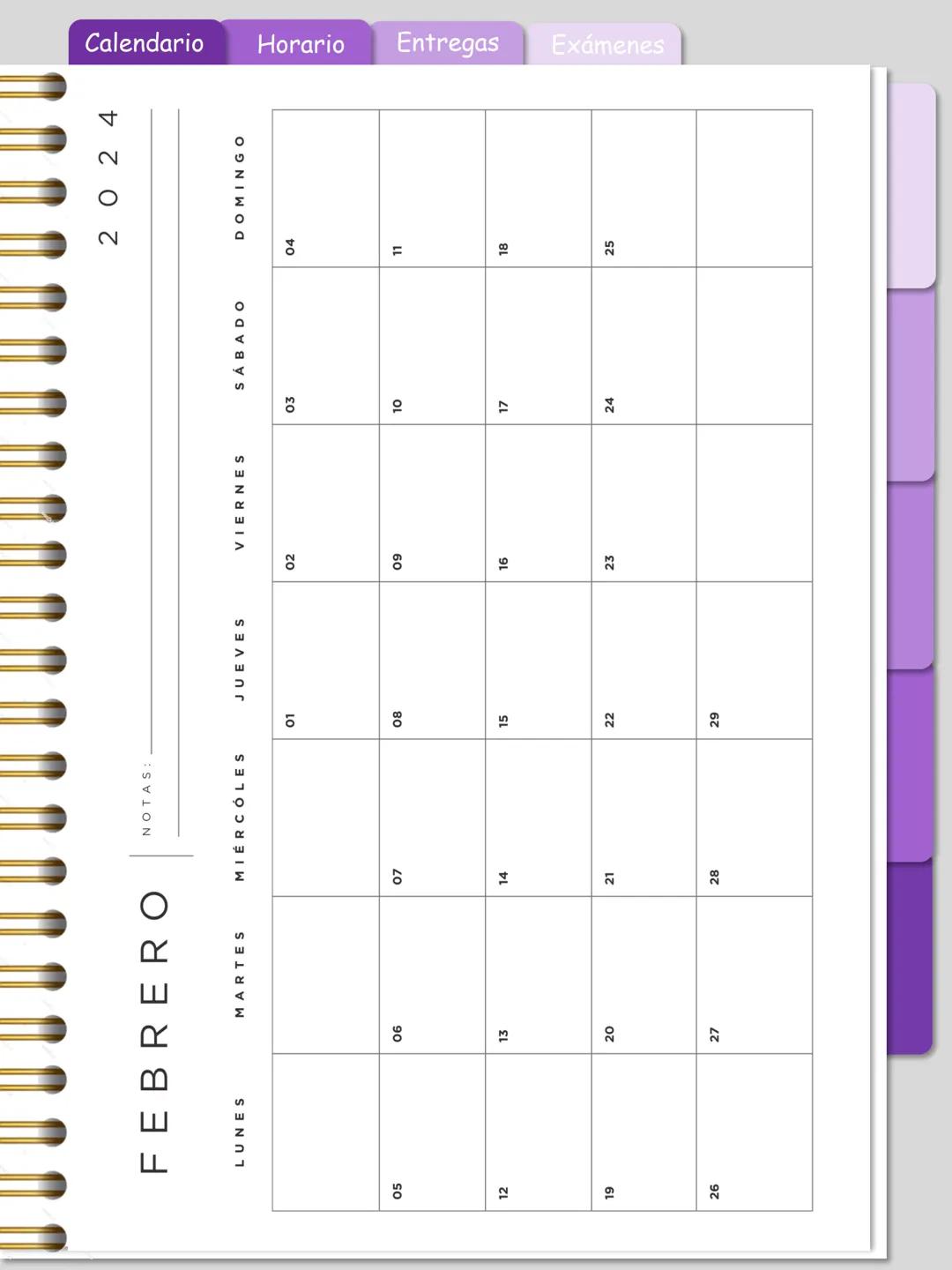 Calendario
Horario Entregas Exámenes
Ojo: Este
cuaderno digital
es totalmente
GRATIS, no
olvides de
seguirme en mi
instagram
ale.digitaal
W