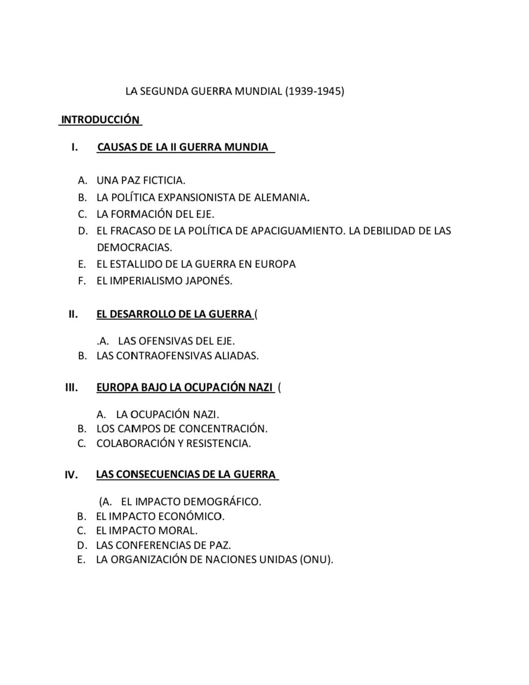 INTRODUCCIÓN )
- LA SEGUNDA GUERRA MUNDIAL (1939-1945)
La Segunda Guerra Mundial fue el conflicto más devastador del siglo XX. El
desencaden
