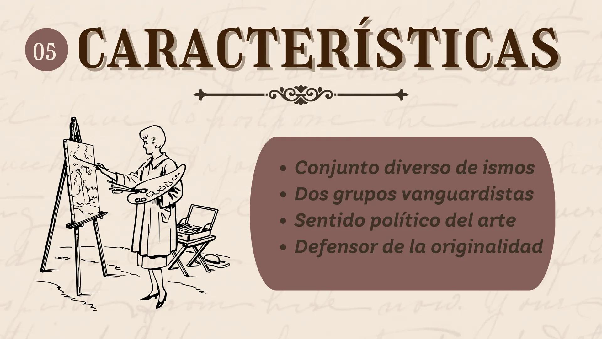 Mars
Historia De
LAS the
he
VANGUARIDAS
Valentina Tinjacá
Samantha Hurtado
1003 jm
the
now.
was ver ÍNDICE
01 ¿Qué es?
02 Contexto histórico