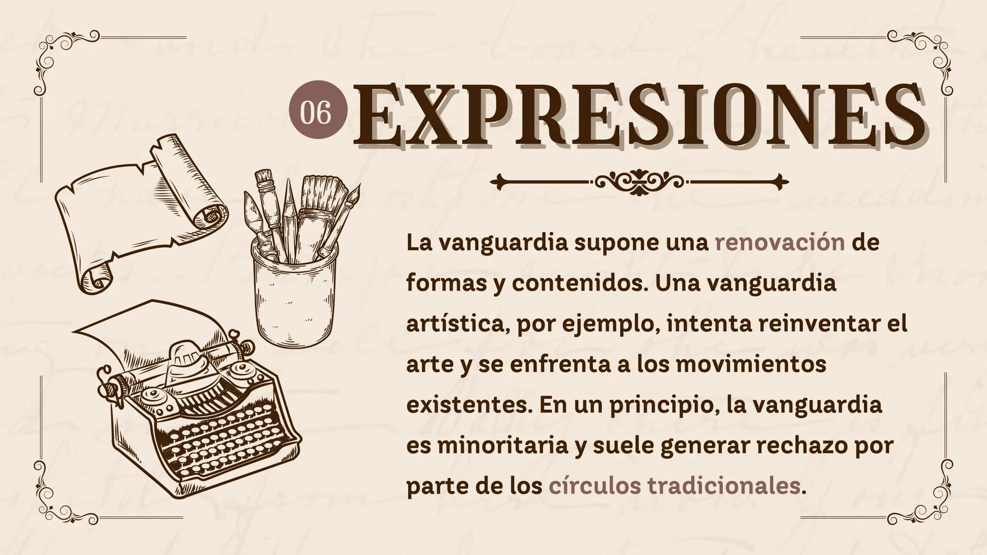 Mars
Historia De
LAS the
he
VANGUARIDAS
Valentina Tinjacá
Samantha Hurtado
1003 jm
the
now.
was ver ÍNDICE
01 ¿Qué es?
02 Contexto histórico