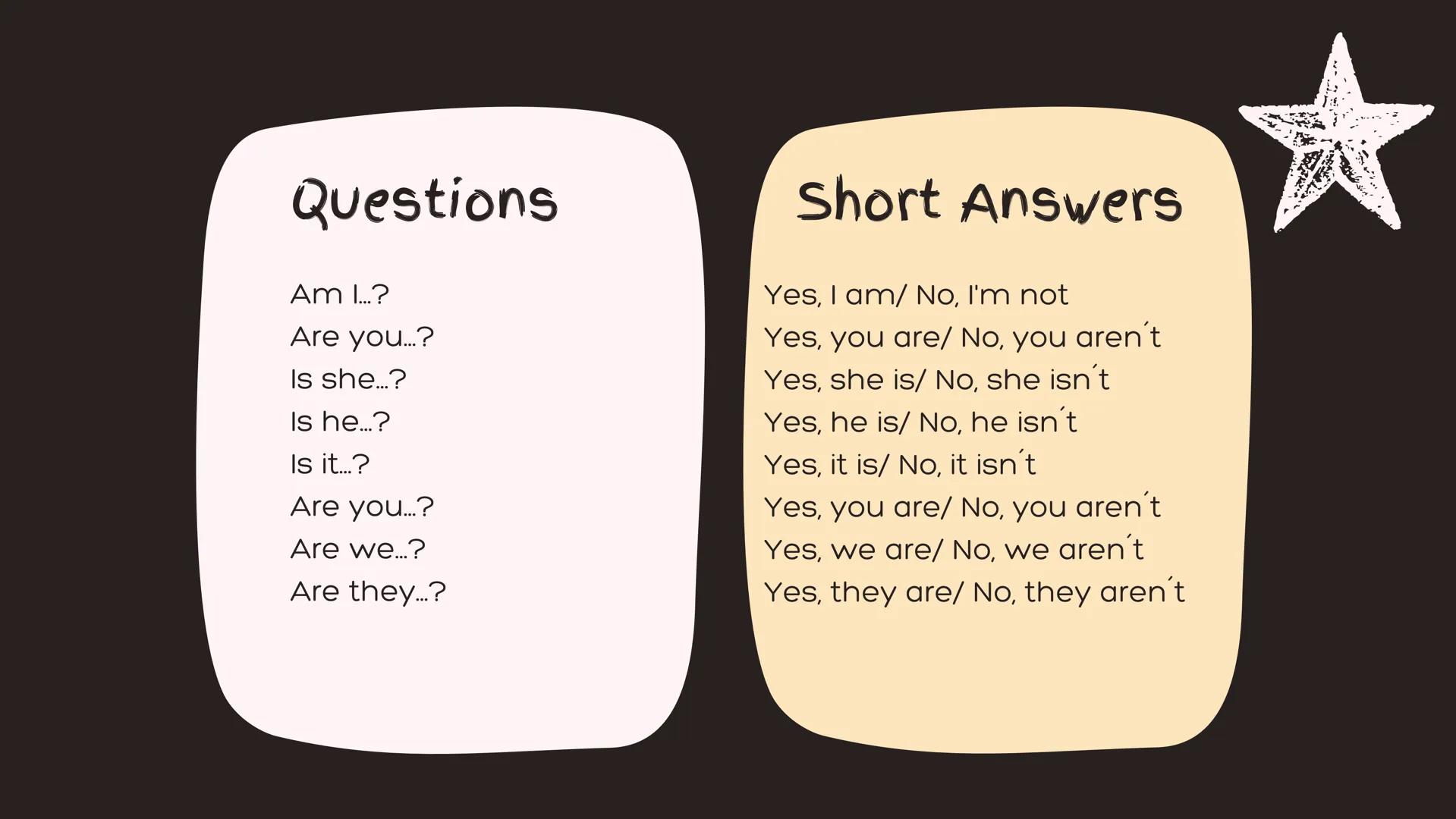 Verb To Be The verb To Be in English has two meanings in
Spanish: Ser o Estar Ex: I am a teacher. Ex: The cat is at home. Verb To Be: affirm