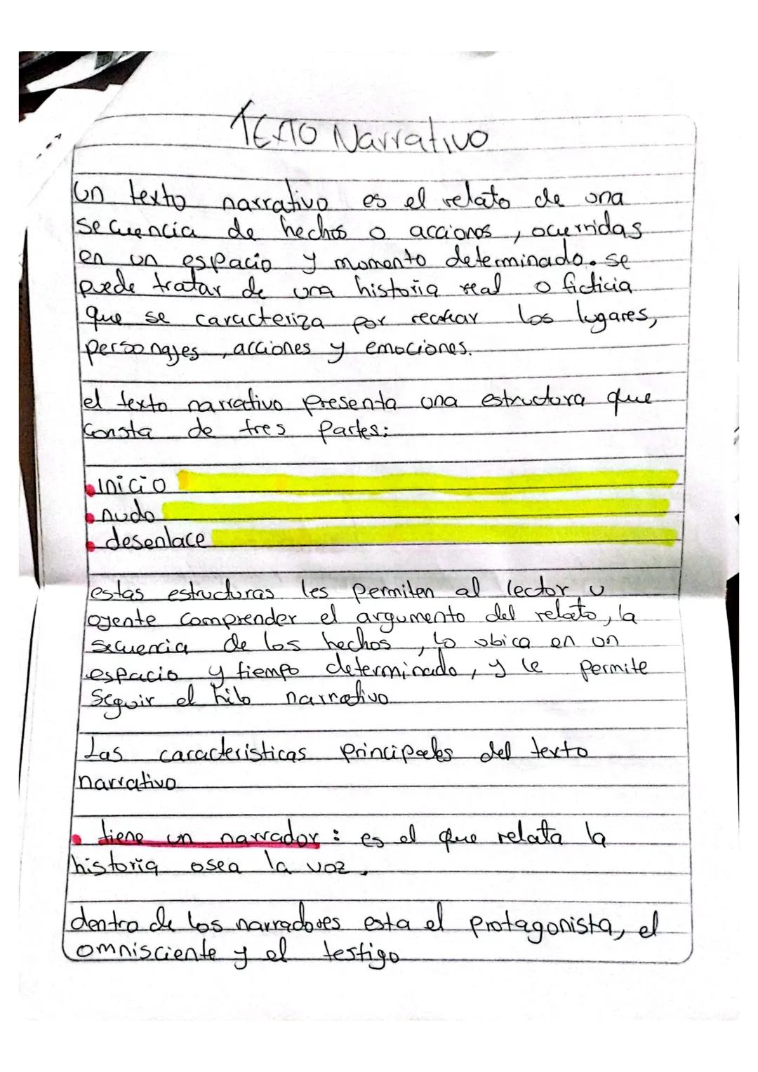 TETO Narrativo
Un texto narrativo es el relato de ona
Secuencia de hechos o acciones, ocurridas. ocyn
en un espacio y momento determinado.s