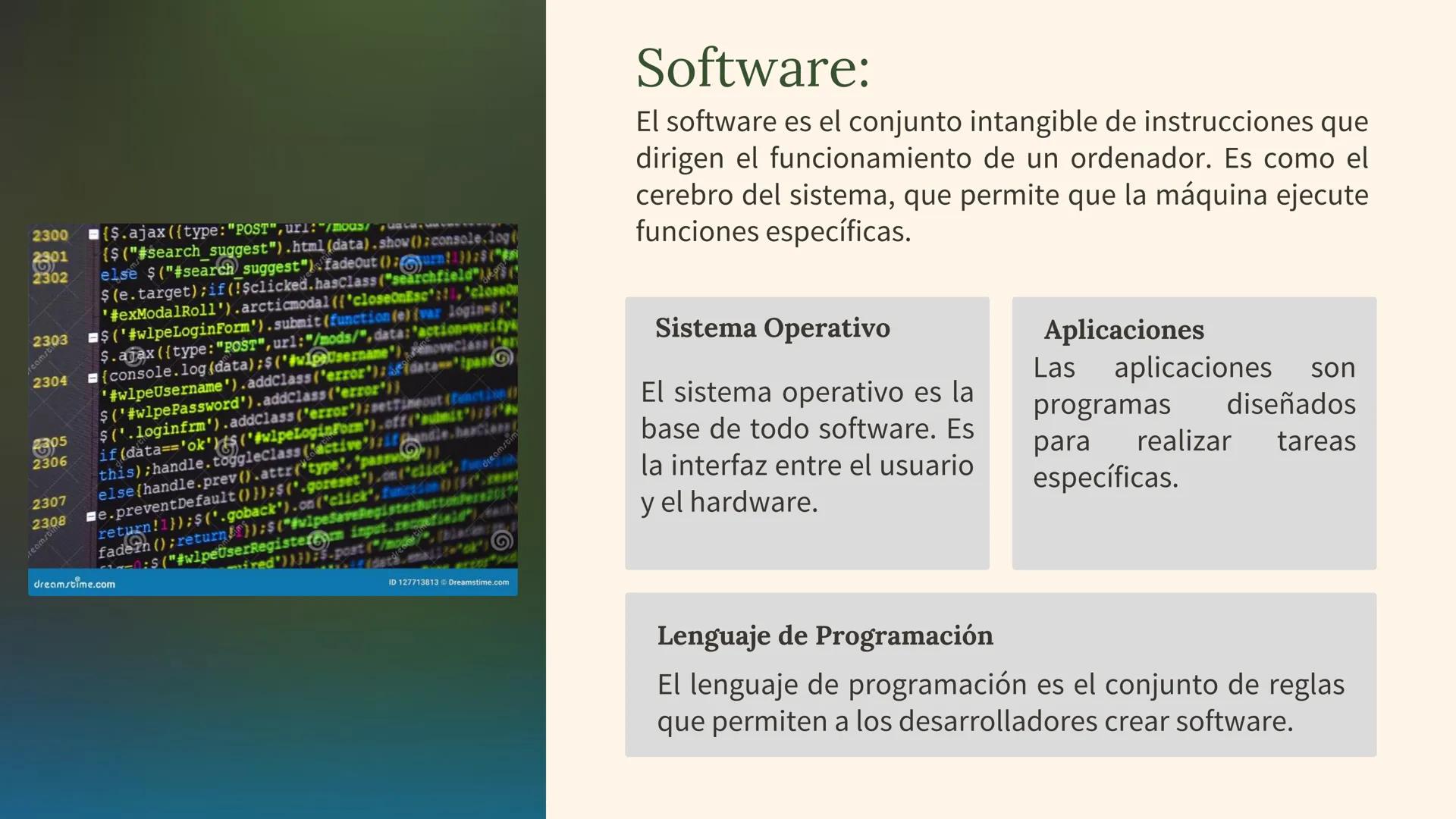IVE
DIS
D
IVE
DISSOLVE
D
# Introducción a
# Software y
# Aplicaciones
El software es el conjunto de instrucciones que permiten
a un orde