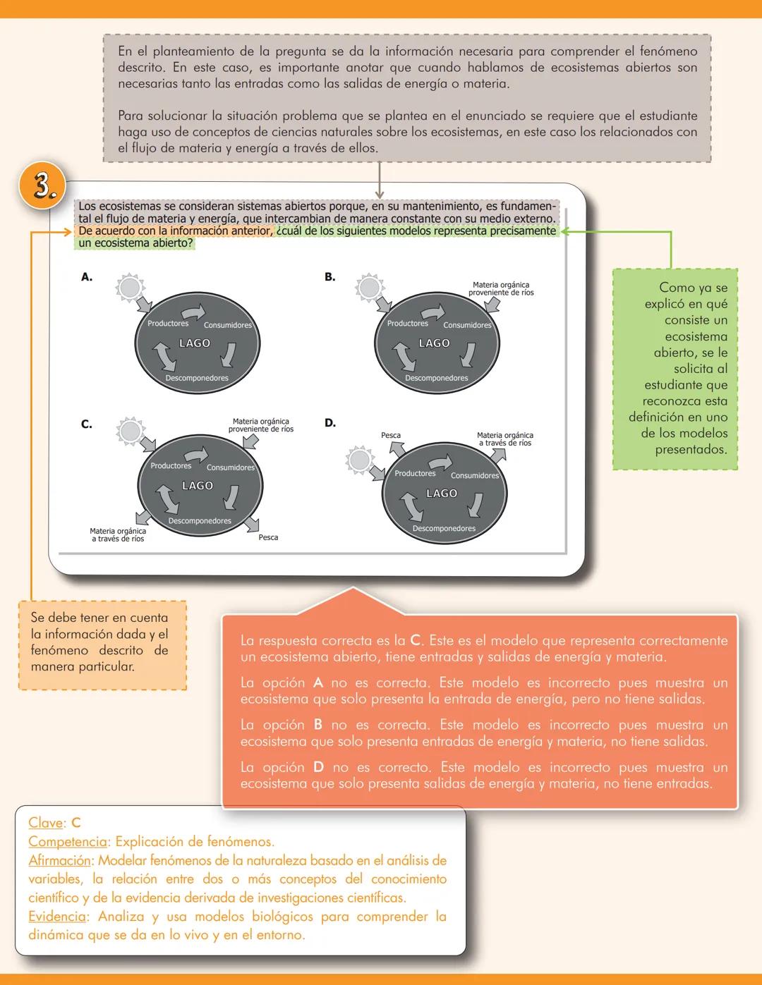 Saber 11.
icfes
EJEMPLOS DE PREGUNTAS: PRUEBA DE CIENCIAS NATURALES
En el planteamiento de la pregunta se da parte de
la información necesar