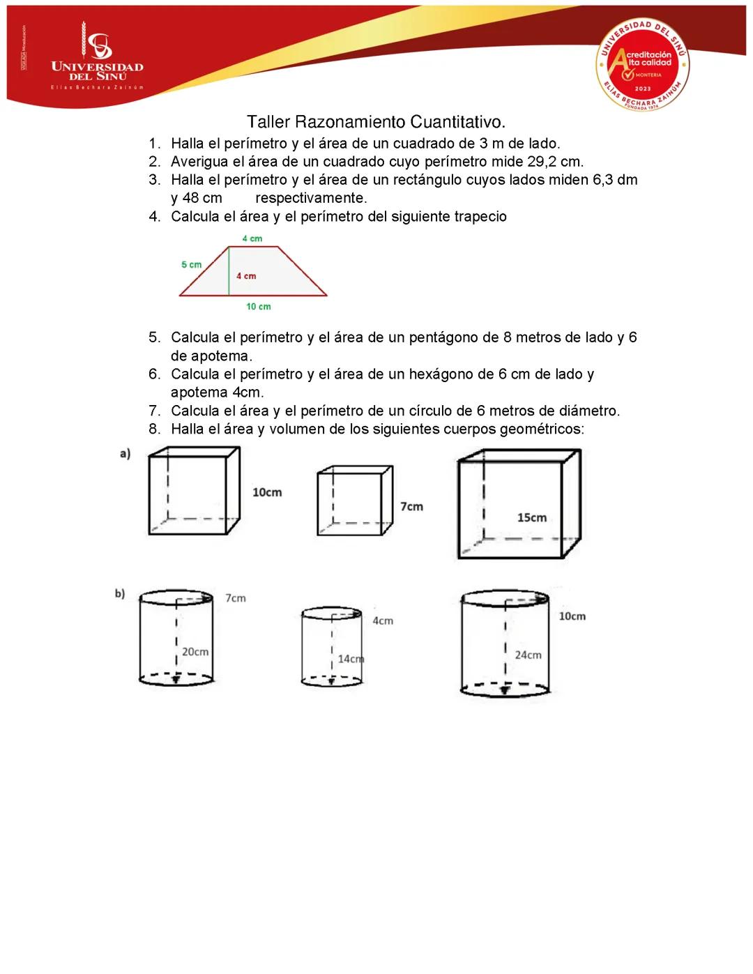 Taller figuras planas y cuerpos geométricos