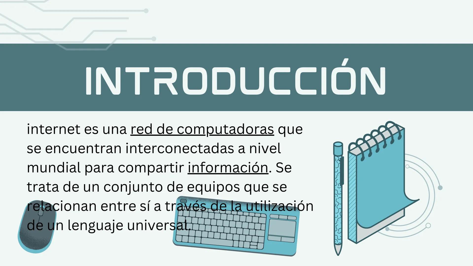 # Proyecto Realizado por:
# FUNCIONAMIENTOS
# DEL INTERNET # ÍNDICE
01. Introducción
02. como funciona
03. como se transmite la informa